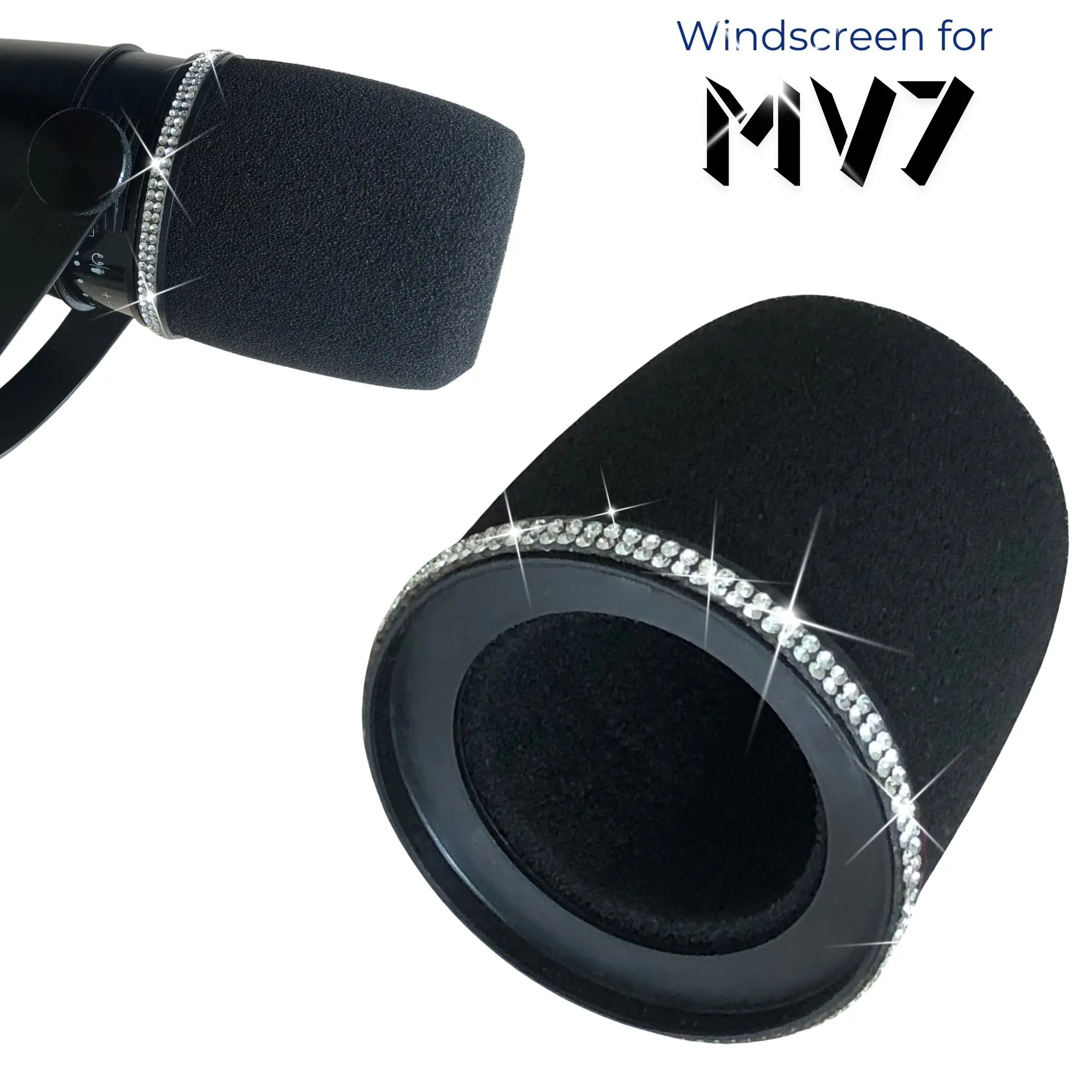 Shure Mic Mv7 - Sparkly MV7 フォームポップフィルター Shure MV7、MV7X、MV7i、MV7+ マイクブームアームスポンジウィンドスクリーンマイクスポンジカバー用