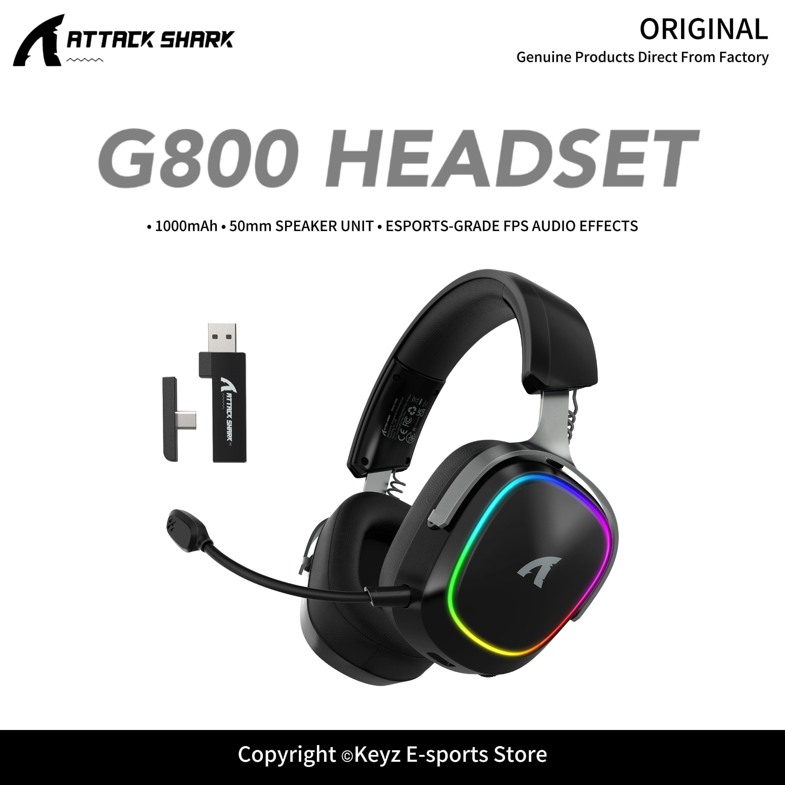 ATTACK SHARK G800 4-IN-1 ワイヤレス - Gaming Headset Rgb のレビューと価格